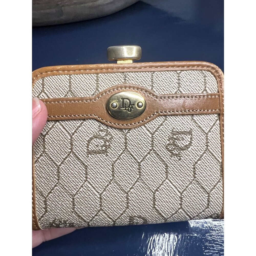 Christian Dior Kisslock Canvas Coin Purse